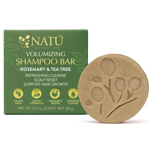 Miniatura 7 de NATÚ BOTANICALS Barra de champú clarificante, barra de champú sólida fortalecedora con cúrcuma, lavanda y manteca de cacao para fortalecer y reparar