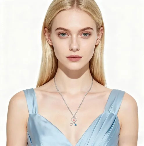 Miniatura 142 de Collar de alas de ángel de plata de ley 925, ángel de la guarda, enfermera RN caduceo, dije de ángel de cristal, joyería de regalo para mujer