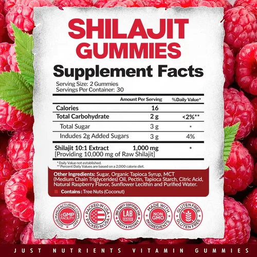 Miniatura 3 de Shilajit - Gomitas de 10,000 mg para hombres y mujeres, Shilajit puro del Himalaya de máxima fuerza, sin gluten, sin OMG, 100% vegetariano, sabor