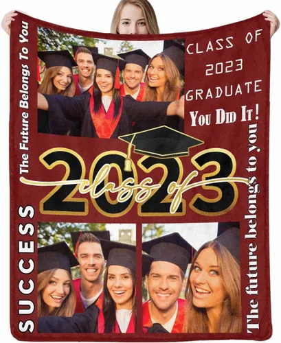 Miniatura 11 de Manta de sofá de graduación personalizada con imagen, manta personalizada para graduados para clase de 2023, personalizable con cualquier palabra