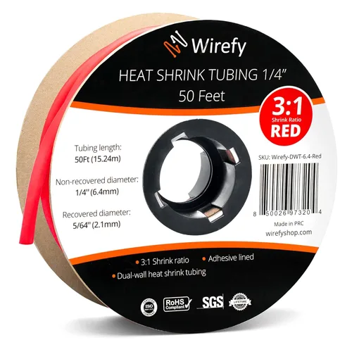 Miniatura 9 de Wirefy - Tubo termorretráctil de 3/8 pulgadas, relación 3:1, forro adhesivo, termorretráctil de grado marino, rojo, rollo de 50 pies
