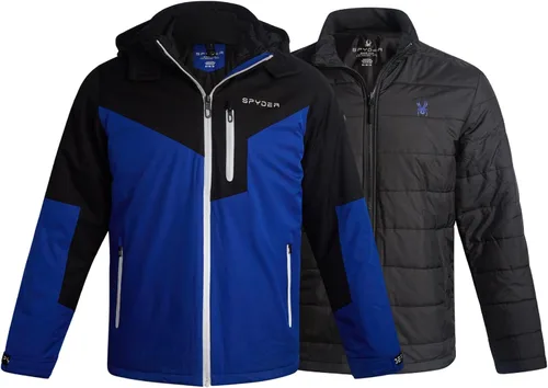Miniatura 13 de Spyder Chaqueta de esquí para hombre, sistema 3 en 1, chaquetas de invierno impermeables para la nieve para hombre, chaqueta de snowboard