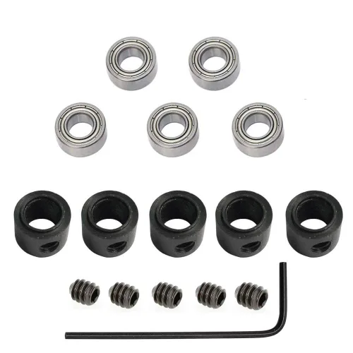 5 piezas de 1/4 pulgadas El vástago con rodamientos Kit de accesorios de rodamientos rodamiento de bolas para broca de enrutador -Interior: 0.250 in