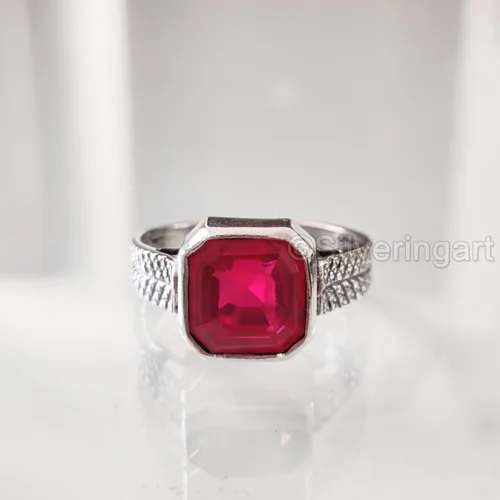 Miniatura 2 de Natural Ruby Ring, Ruby Mens Heavy Ring, July Birthstone, Oxidized, 925 Sterling Silver, Signet Ring, Christmas, Thanksgiving, Handmade, Statement