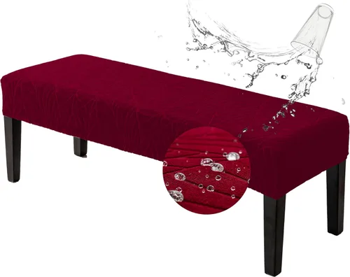 Miniatura 27 de Genina Fundas impermeables para banco de comedor, protector de asiento de banco de jacquard elástico, funda de banco rectangular para dormitorios