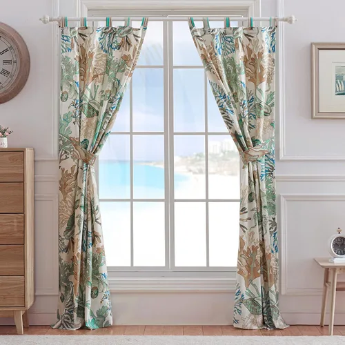 Miniatura 2 de Greenland Home Barefoot Bungalow Atlantis - Juego de paneles de cortina, 84 x 84 pulgadas, jade (GL-1810AWP)