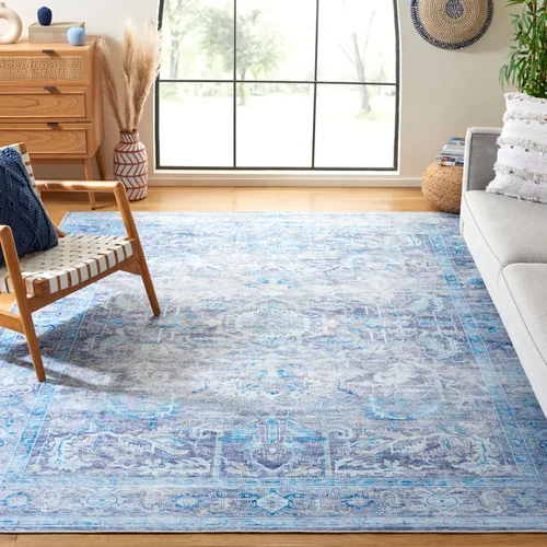 Miniatura 17 de SAFAVIEH Alfombra lavable Tucson Collection - 2'6" x 4', morado y azul, antideslizante y fácil de limpiar, ideal para sala de estar, dormitorio