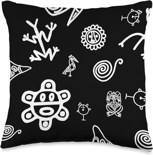 HechoenBorinquen Simbolos Tainos Tallados Indios de Puerto Rico Boricua Pride - Almohada de 15.7 x 15.7 in, multicolor