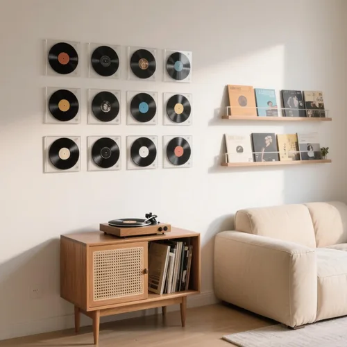 Miniatura 4 de BFZMSLY Paquete de 12 discos de vinilo en blanco de 7 pulgadas, discos retro falsos para fiestas de rock & roll, exhibición de pared de estudio