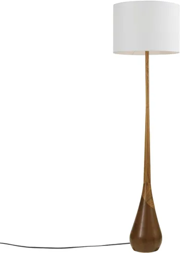 Globe Electric Novogratz x Globe Harrington - Lámpara de pie de 65 pulgadas, base de madera sintética de 2 tonos, pantalla de tela blanca,