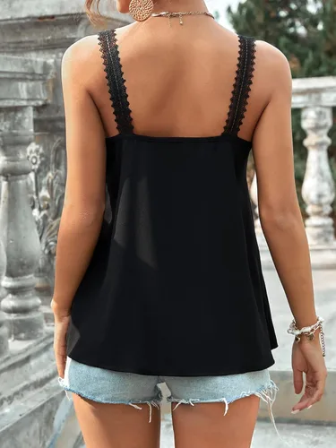 Miniatura 2 de SheIn Camisola casual sin mangas con cuello en V y tirantes para mujer