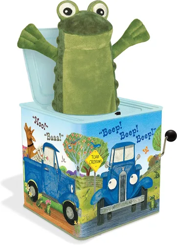 YOTTOY Little Blue Truck Collection | Little Blue Truck Jack-in-The-Box - Juguete de peluche infantil con música, 5.5 x 5.5 x 5.5 pulgadas