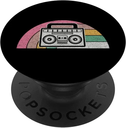 Vintage Retro Ghetto Blaster 80's 90's Hip Hip Rap Music PopSockets Adhesivo PopGrip
