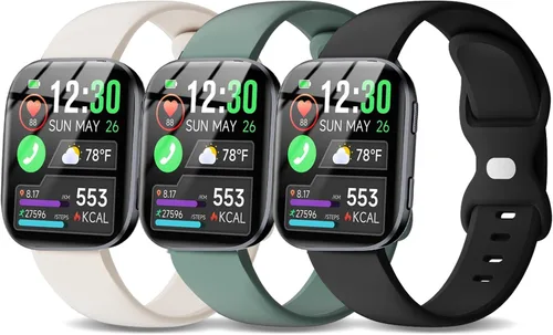 Paquete de 3 correas deportivas de silicona compatibles con GloryFit T80/T70/T60/T50 Smartwatch, correa de repuesto suave e impermeable de