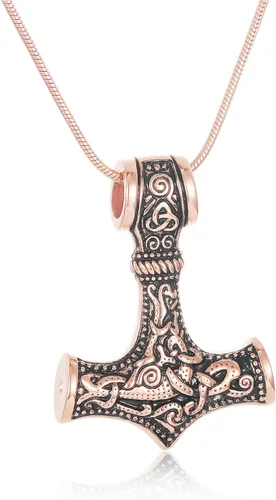 Collar de urna de talismán de martillo de Thor vikingo nórdico para cenizas, acero inoxidable para hombre, joyería de cremación vintage, amuleto