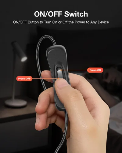 Miniatura 3 de ANDTOBO Cable de extensión de interruptor USB, cable de extensión USB mejorado con cable de interruptor de encendido y apagado para tiras LED