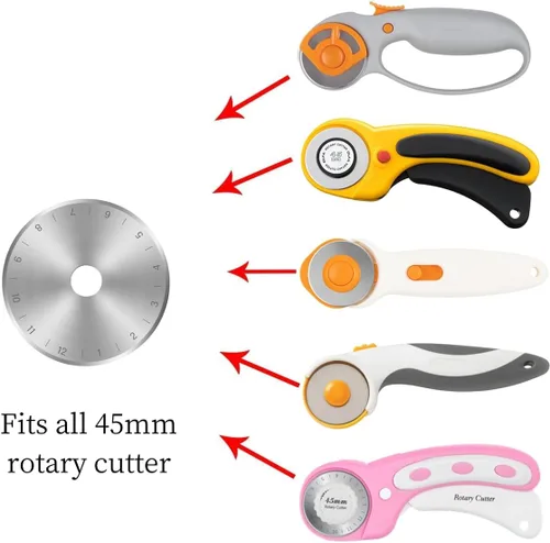 Miniatura 2 de Cuchillas de cortador giratorio de 45 mm para Fiskars Olfa, cuchillas giratorias de repuesto para tela, acolchado, costura y manualidades