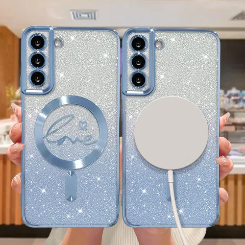 Miniatura 129 de ZONRW - Funda para Samsung Galaxy S22 Ultra magnética, para mujeres y niñas, cubierta trasera suave, lujosa, con corazón de amor, bling, degradado
