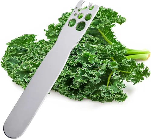 Herramienta para pelar hierbas, herramienta de acero con cremallera para hojas de hierbas y verduras para col rizada, acelga, berza, tomillo y romero