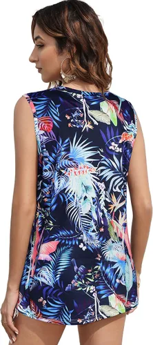 Miniatura 5 de Camiseta de verano para mujer, sin mangas, floral, casual, linda, holgada, bonita camiseta tipo túnica