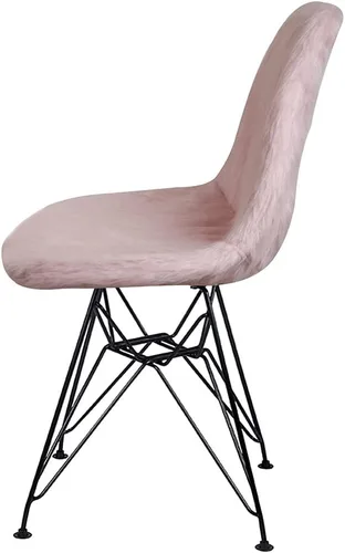 Miniatura 4 de GIA Juego de 1 funda de piel sintética con patas de metal contemporáneas sin brazos y funda extraíble para silla, color rosa champán
