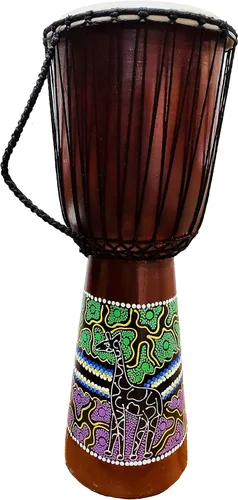 Miniatura 19 de Djembe decorativo de novedad de 6" de alto x 4" de ancho en la parte superior (Abstracto, 15.2 cm)