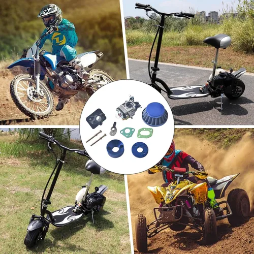 Miniatura 7 de Kit de mejora de carburador de 15 mm, filtro de aire, colector, tubo de entrada, pila de aleación para scooter de gasolina de 2 tiempos de 33 cc 43