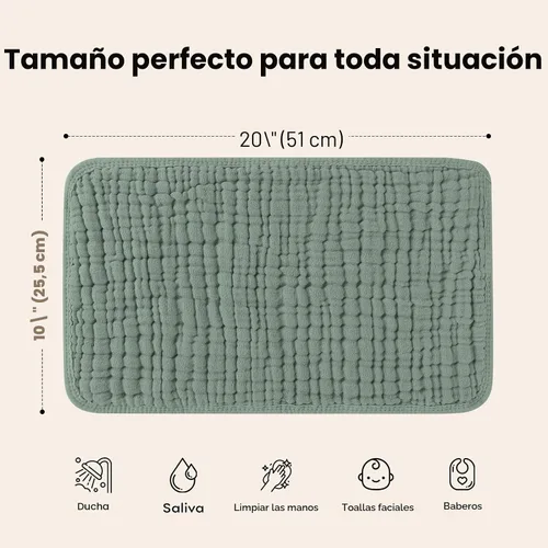 Miniatura 7 de Looxii Paquete de 6 paños de muselina para eructos, 20 x 10 pulgadas, ultra suaves y absorbentes, 6 capas 100% algodón para escupir y babear, paño