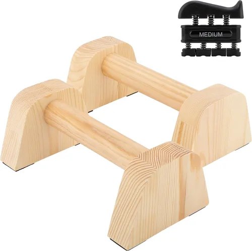 Soporte de barra de empuje de madera - Manijas de piso con paraletas de flexión Barras perfectas para calistenia y soporte de manos