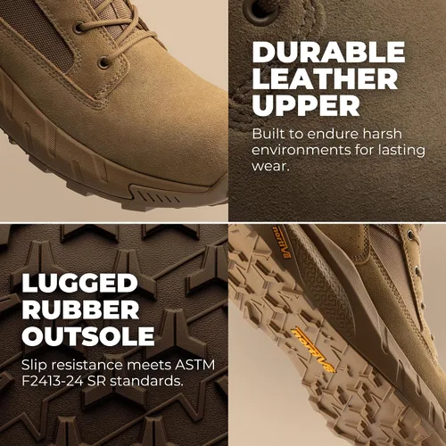 Miniatura 7 de NORTIV 8 Peakforce-Nano - Botas de trabajo para hombre con puntera compuesta de 8 pulgadas, con cremallera lateral ligera ASTM F2412-24 y ASTM Coyote