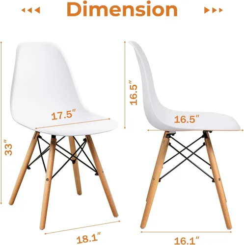 Miniatura 3 de Furniwell Silla de comedor de estilo moderno de mediados de siglo, DSW moderna, carcasa de plástico para interiores, sillas laterales de plástico