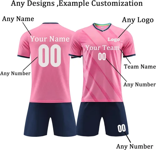 Miniatura 2 de Camiseta y pantalones cortos de fútbol personalizados con tu nombre y número Uniforme de Futbol personalizado para Ninos Hombres