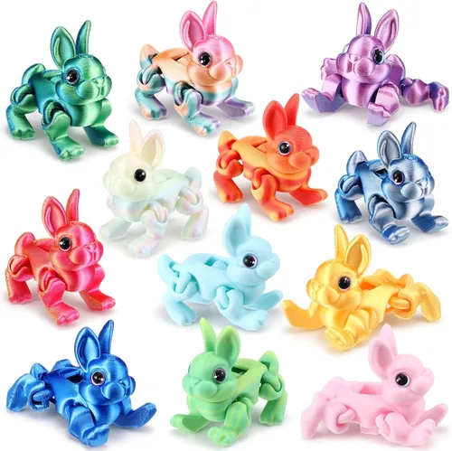 Miniatura 8 de Honoson 12 piezas de animales impresos en 3D 3D mini animales flexibles y articulados pequeños para aliviar el estrés de mascotas, para adultos
