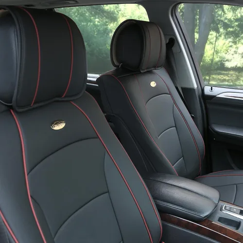Miniatura 2 de TLH - Juego completo de cojines de asiento de cuero sintético ultra cómodos, ajuste universal para coches, camiones, SUV Azul Negro