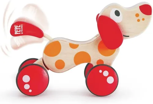 Miniatura 3 de Hape Walk-A-Long Puppy Juguete de Arrastre de Madera Rojo