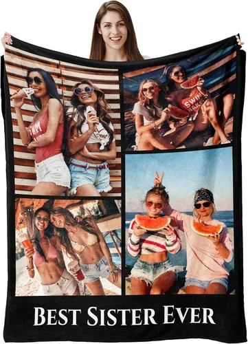 Miniatura 23 de Envío al día siguiente, manta personalizada con foto y texto impresos en EE. UU., cobijas con fotos personalizadas y mantas para lanzar, manta Foto