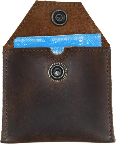 Miniatura 3 de Hide Drink Funda de cuero rústico para tampón bolsa para preservativos secreto hecho a mano Bourbon Marrón Classic