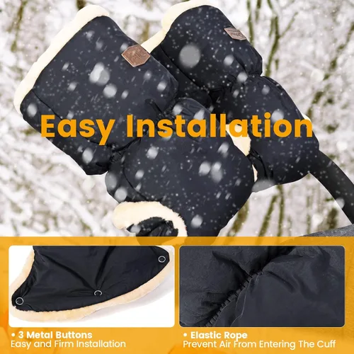 Miniatura 2 de Orzbow Guantes de Cochecito de Piel de Oveja Sintética, Manoplas Universales de Invierno Anti-Congelamiento para Cochecito, Manguito de Mano