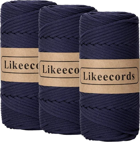 Miniatura 43 de Likeecords Cordón de macramé trenzado de poliéster de 0.157 in, 140 yardas/426 pies, hilo elástico para bolsa de ganchillo para manualidades, Verde