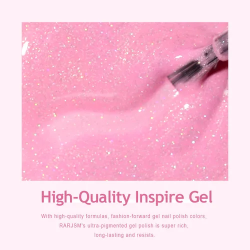 Miniatura 6 de RARJSM Esmalte de uñas de gel iridescente nude rosa brillante - Gel de uñas de purpurina brillante y brillante de color rosa neón - Pigmento Arco