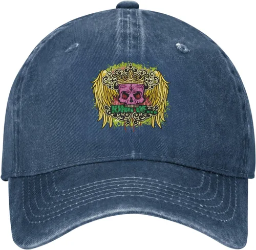 Miniatura 2 de Sombrero de vaquero de moda para hombre y mujer, ajustable para cuatro estaciones, gorra de béisbol del infierno con ángel, azul marino, Azul marino