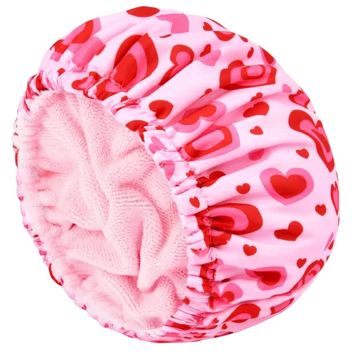 Miniatura 20 de Gorro de ducha para mujer, gorro de baño negro, reversible, grande, impermeable, ajustable, forro de rizo y banda elástica, dobladillo elástico