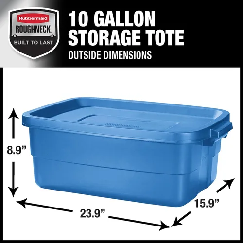 Miniatura 3 de Rubbermaid Roughneck Tote - Paquete de 6 unidades, 10 galones, fabricado en Estados Unidos, color azul patrimonio, contenedores de almacenamiento