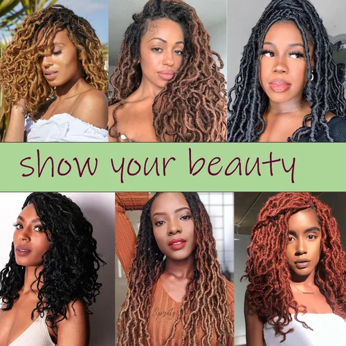 Miniatura 6 de 6 paquetes de cabello sintético suave de ganchillo de 3 tonos Ombre Goddess Locs ganchillo para mujeres negras, extensiones de cabello de rastas 1b