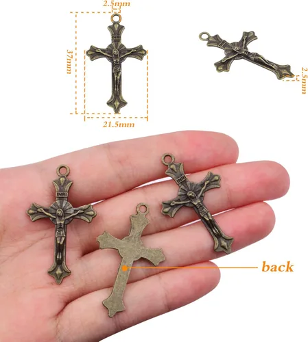 Miniatura 3 de Aylifu Cross Pendant Charms, 50pcs Alloy Jesus Peace Crucifix Pendants Jewelry Findings Accessories for DIY Handmade Bracelet Necklace