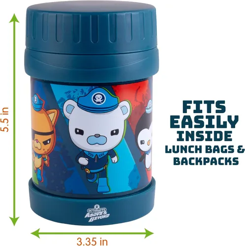 Miniatura 5 de Octonauts Above & Beyond - Tarro de alimentos de acero inoxidable de 13 onzas para niños, con aislamiento al vacío de doble pared azul, a prueba