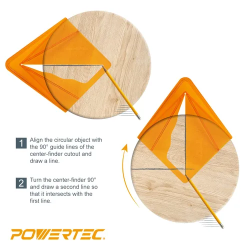 Miniatura 3 de POWERTEC Herramienta Buscadora de Centro de Plástico para Cuadrado de 8 pulgadas, Redondo, Octágono y Hexágono de 5-3/4 pulgadas, Herramientas