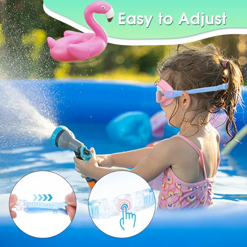 Miniatura 5 de EverSport Paquete de 2 gafas de natación para niños, gafas de natación antivaho para niñas y niños de 3 a 15 años Espejo morado y rosa