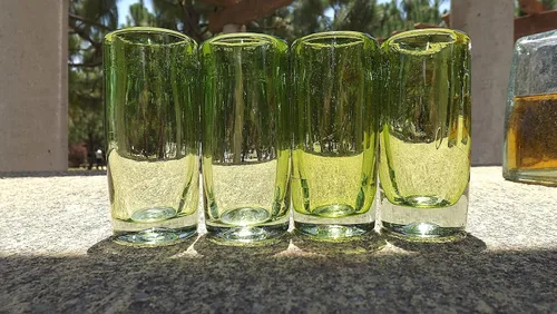 Miniatura 9 de Vasos de chupito mexicanos artesanales (juego de 4) – Verde bosque – Cristalería soplada a mano de 2 onzas – Auténtico juego de tequila de vidrio