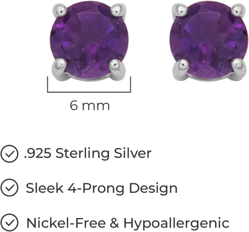 Miniatura 40 de Amazon Essentials Aretes redondos de plata de ley con piedra natal (anteriormente colección Amazon)